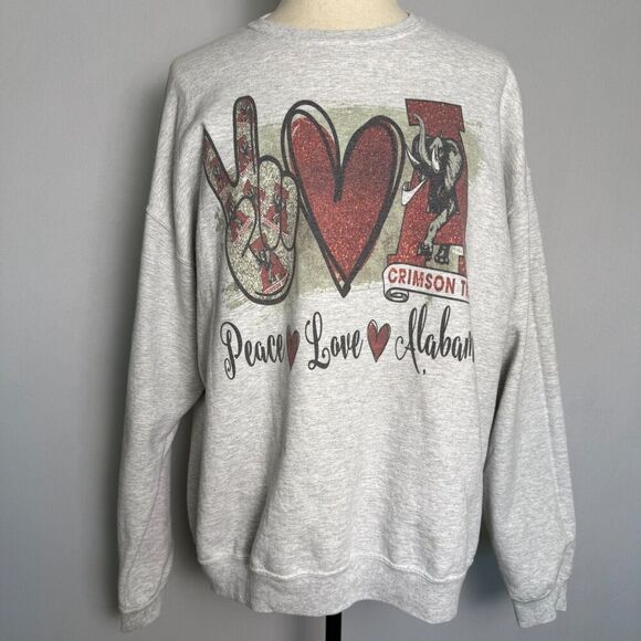 Peace Love Alabama Roll Tide Elephant Sweatshirt, Crewneck, 2XL by Jerzees 2/$50 - Picture 2 of 9
